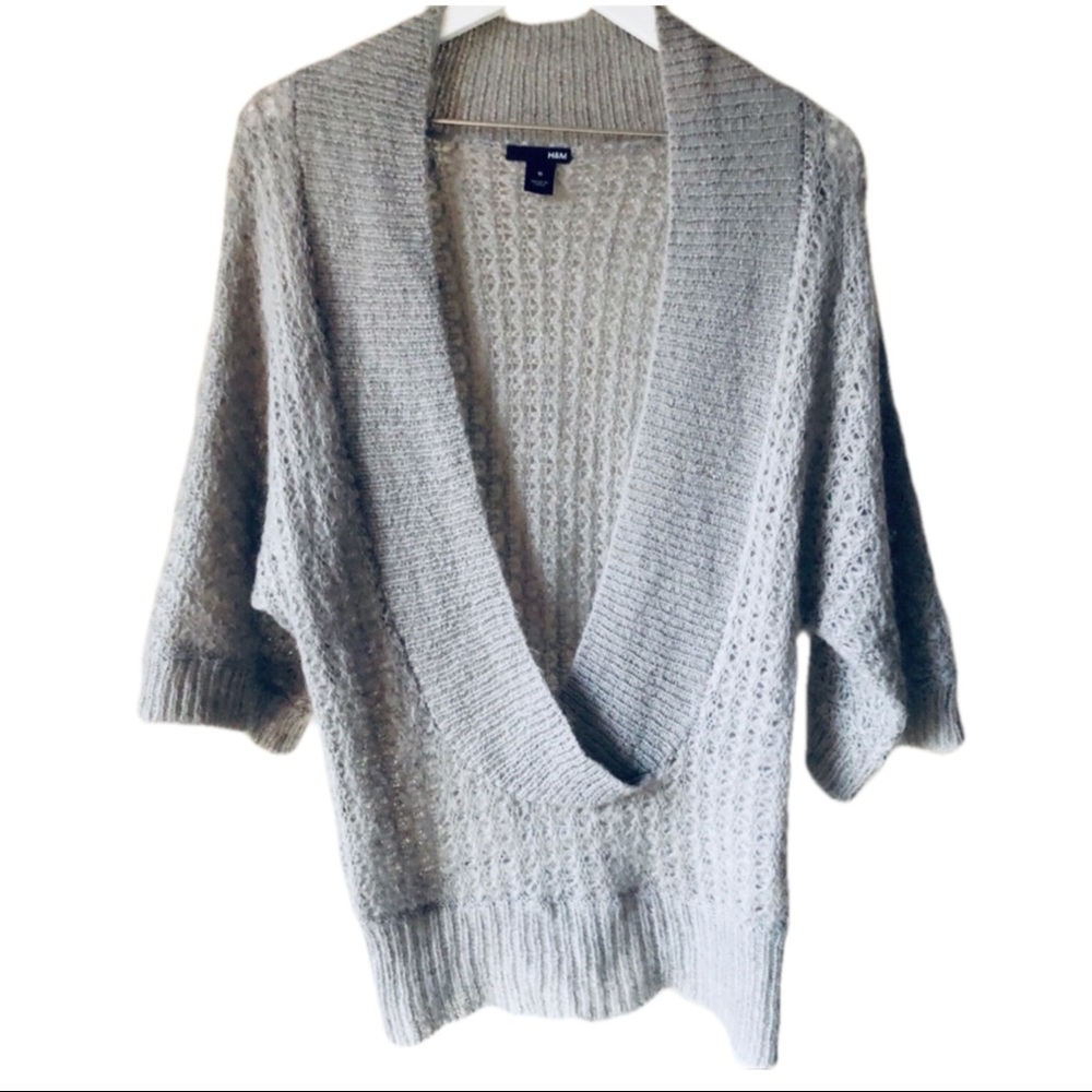 H&M Deep V Neck Sweater Gray S